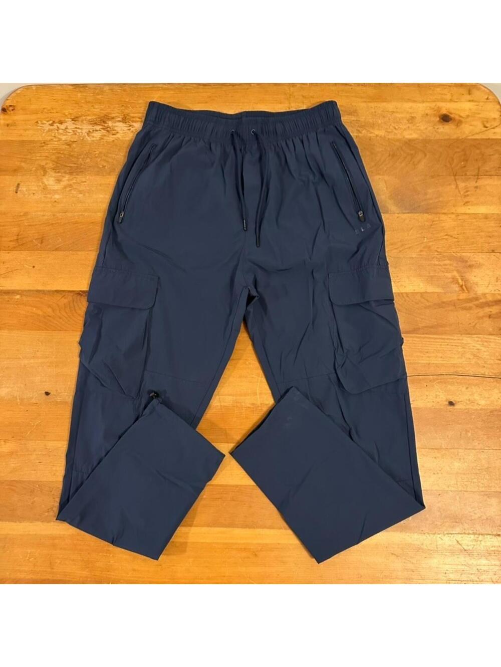 Young LA Pants Men's Medium Navy Blue Casual Cargo Chino Adjustable Drawstring